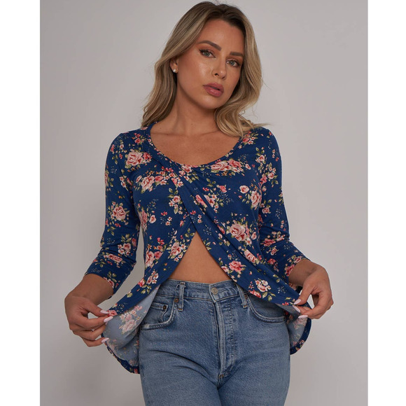 NWT - 3/4 Sleeve Round Neck Overlap Top - Medium - Picture 4 of 7